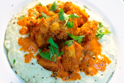Buttermilk Fried Chicken & Cream Cheese Grits