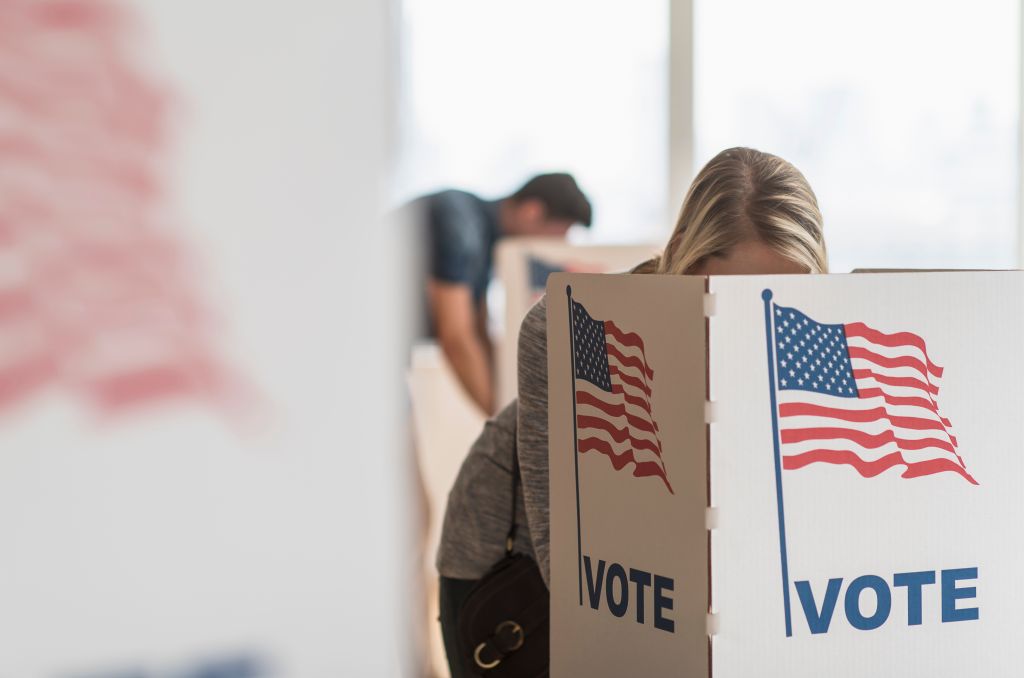 Woman voting on election day