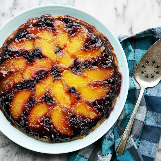 Blueberry Peach Upside Down Cake