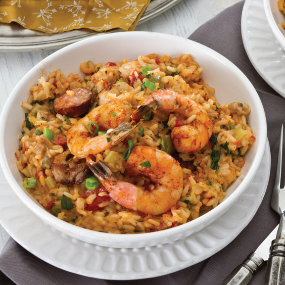 Chicken, Andouille, and Shrimp Jambalaya