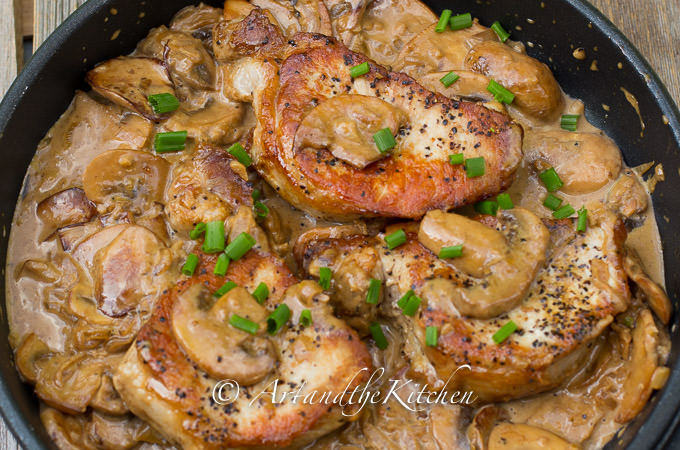 Pork Chops with Brandy Mushroom Sauce