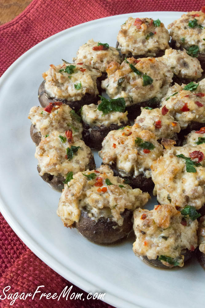 Cheesy Spicy Sausage Stuffed Mushrooms
