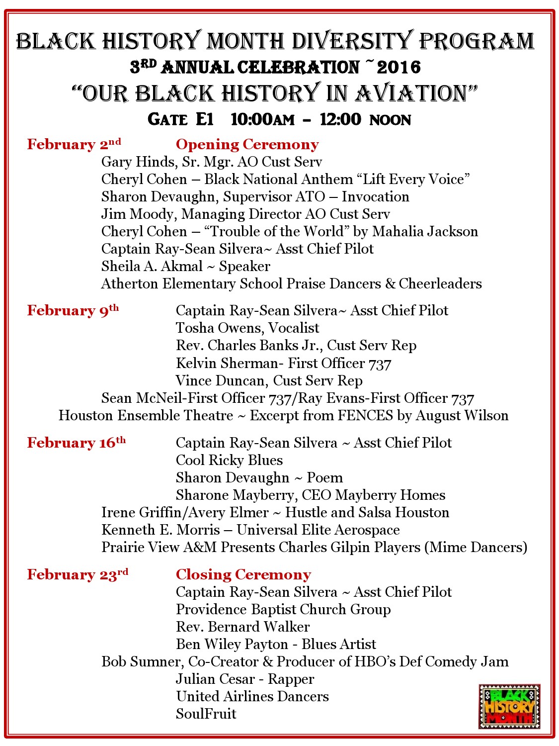 2016 Black History Month Diversity Program
