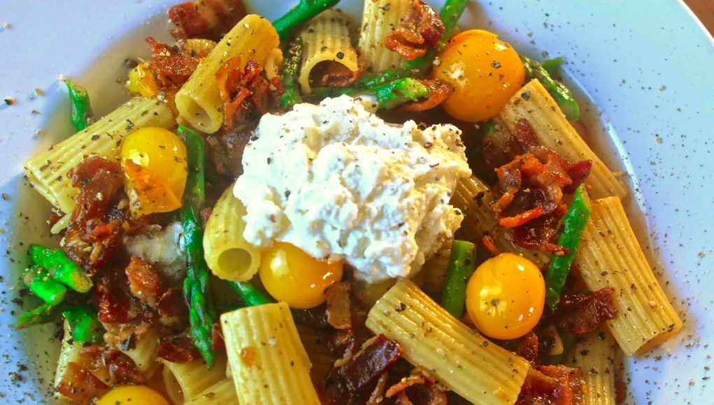 Roasted Veggie Rigatoni w/Bacon & Whipped Feta