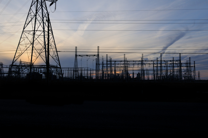 Power lines at sunset