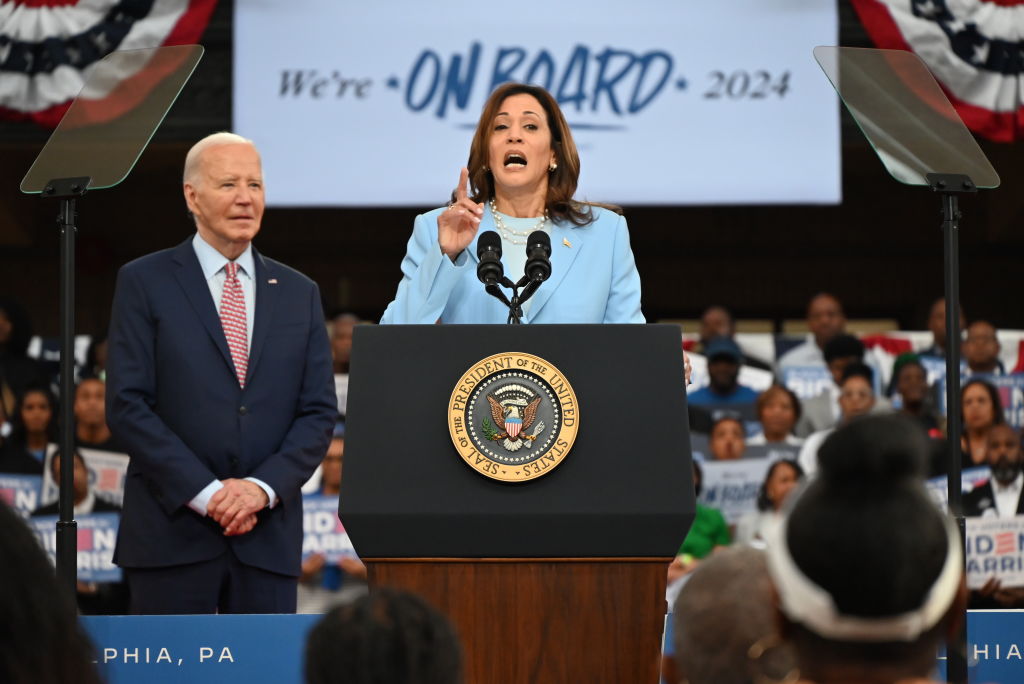 US Vice President Kamala Harris and US President Joe Biden held campaign rally in Philadelphia