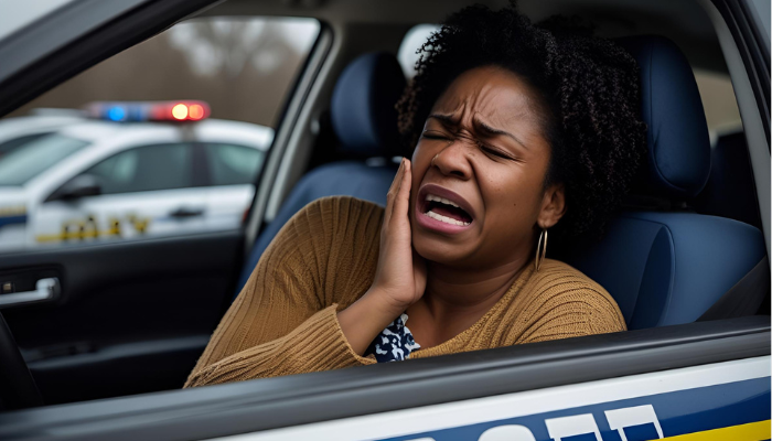 Black Woman in Police Car